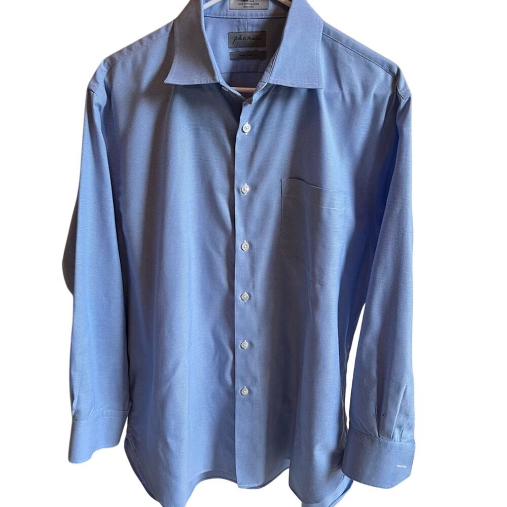 John W Nordstrom Men's Classic Blue Button up Dress Shirt Office size 16 1/2 33